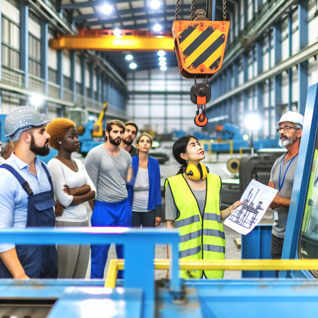 Kranführer-Schulung in moderner Industrieumgebung, effizienzsteigernd.