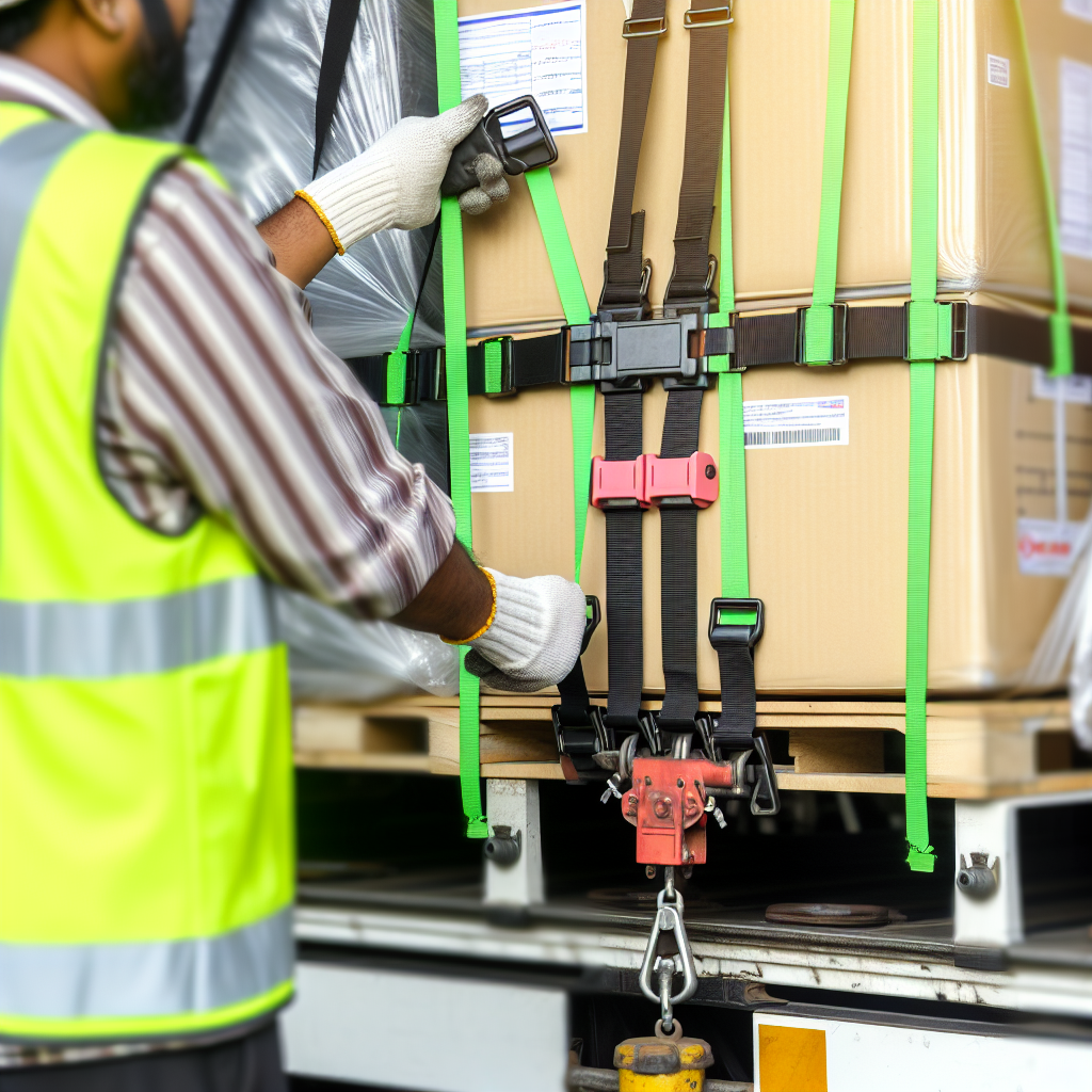 LKW-Ladungssicherung mit Zurrgurten und Technologien.