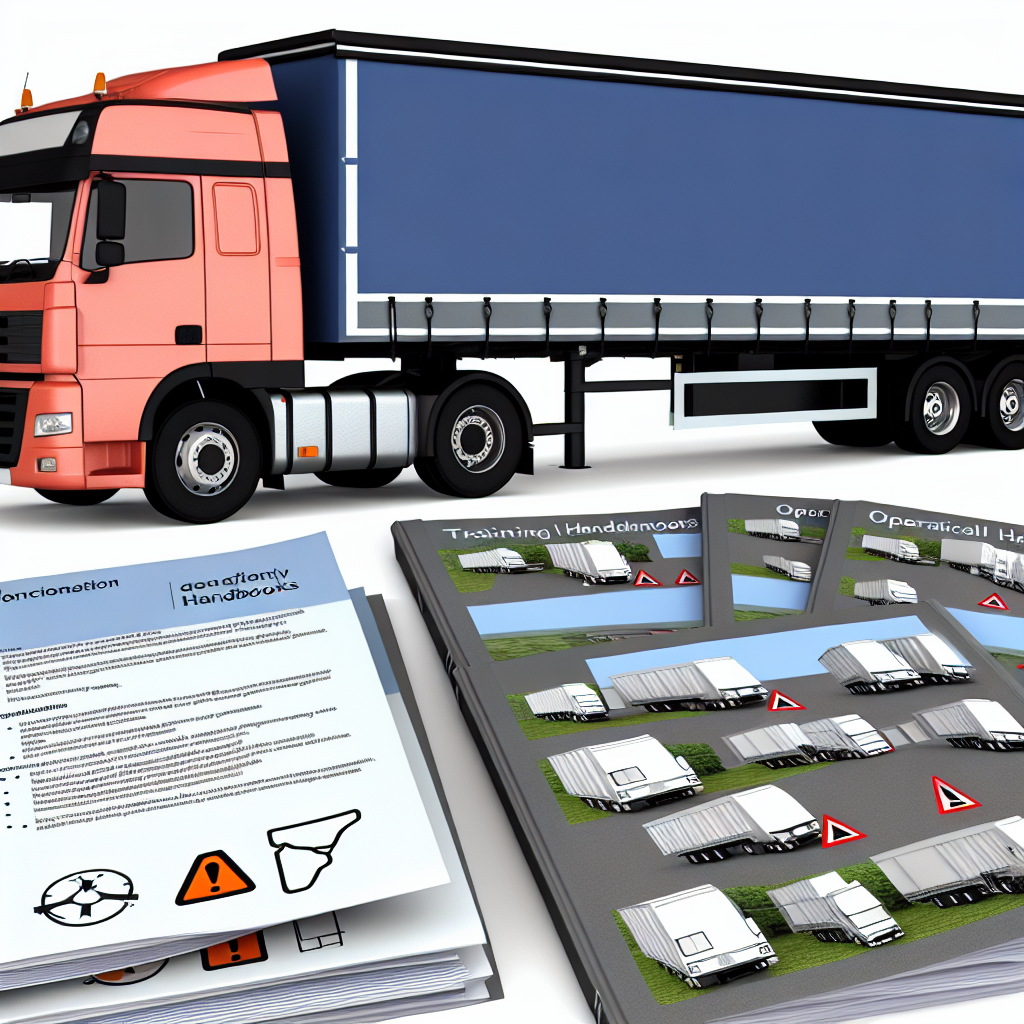 LKW mit gesicherter Ladung, Schulung und Handbücher.