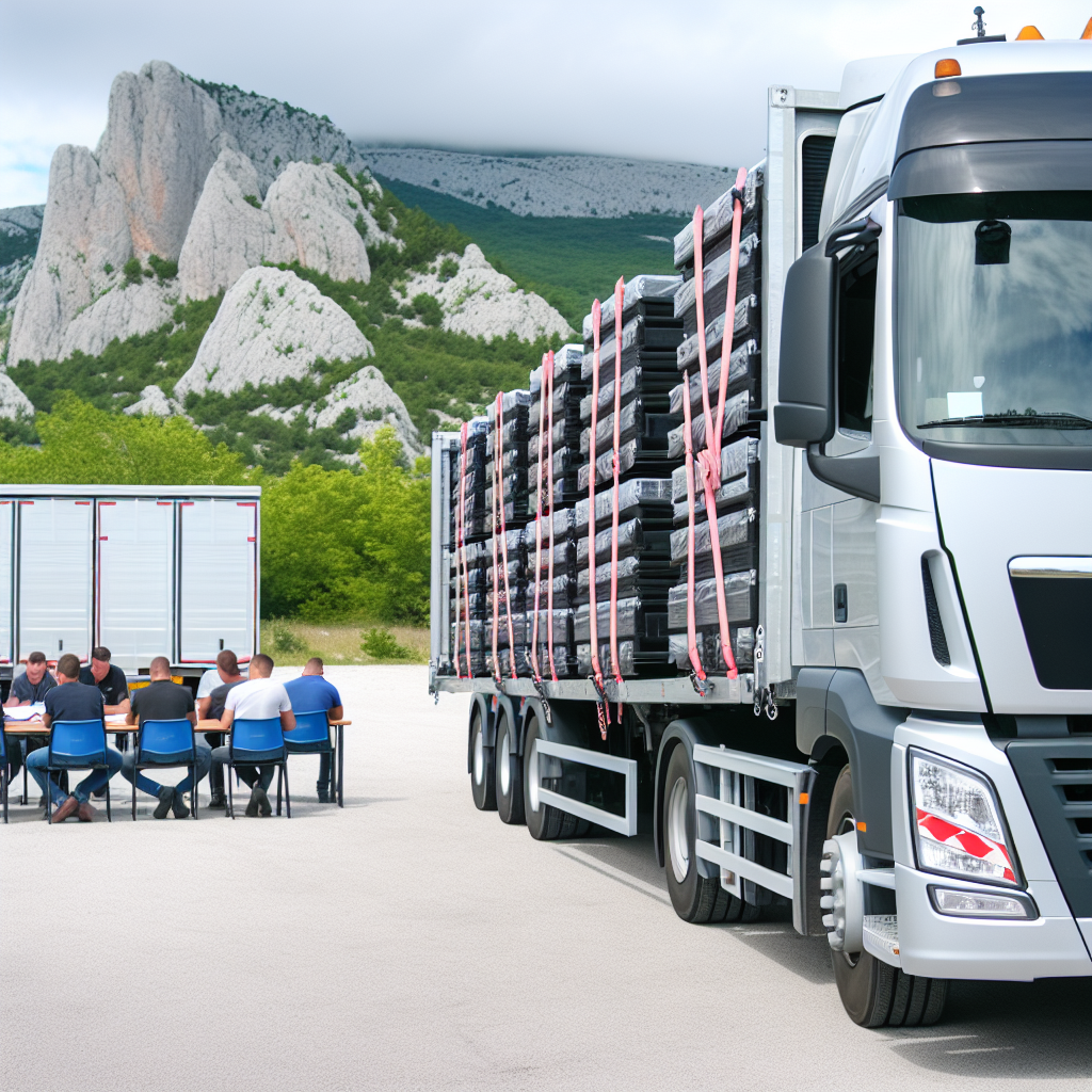 LKW mit perfekt gesicherter Ladung und Schulung.