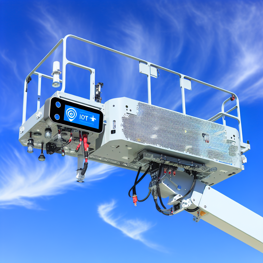 Moderne Hubarbeitsbühne mit IoT-Technologie und Elektroantrieb.