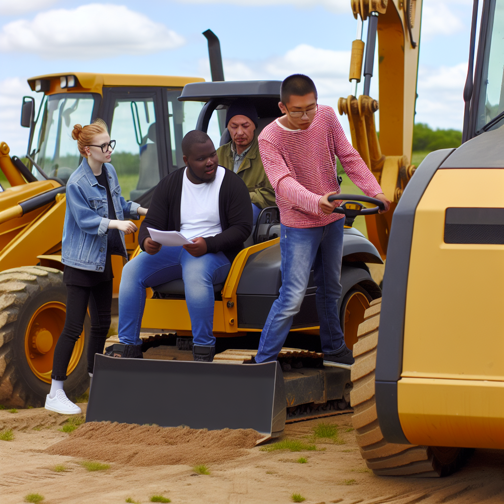 Auszubildende lernen Erdbaumaschinen sicher zu bedienen.
