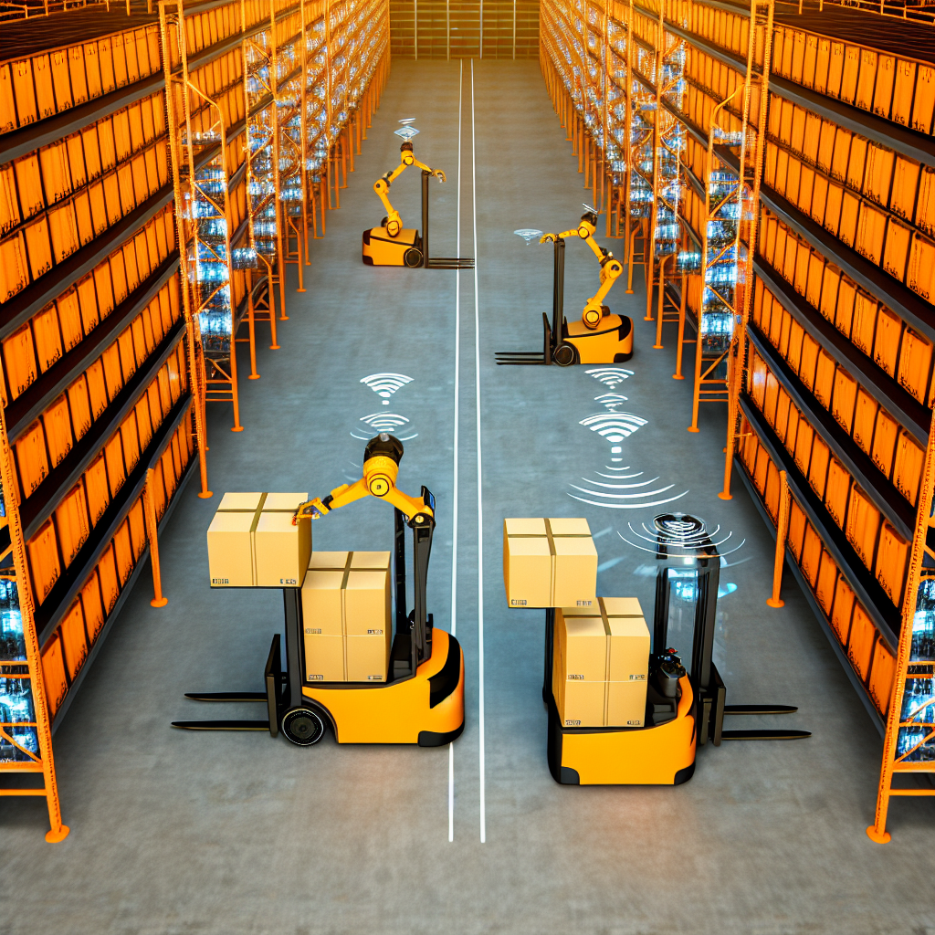 Autonome elektrische Gabelstapler revolutionieren moderne Lagerhallen.