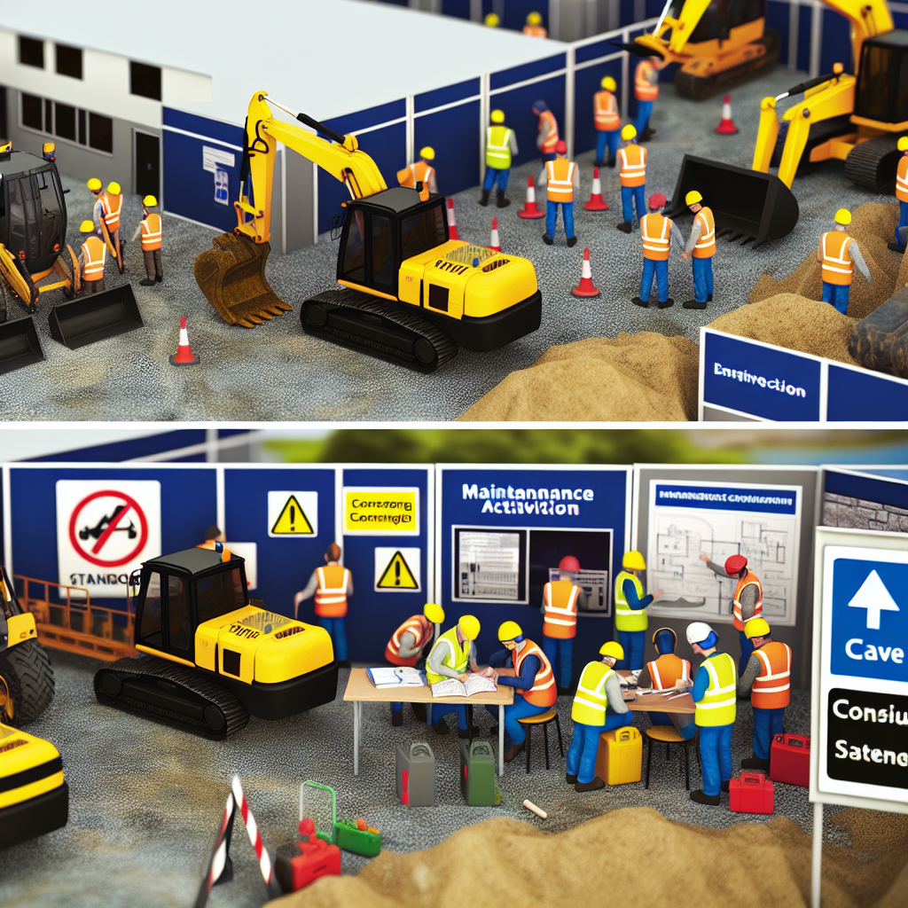 Baustelle, Maschinen, Schulungen, Wartung, gesetzliche Vorschriften, Sicherheit.