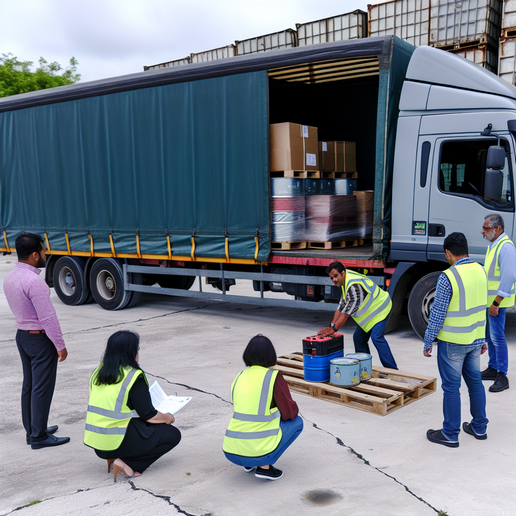 Ein LKW im Training zur Ladungssicherung.