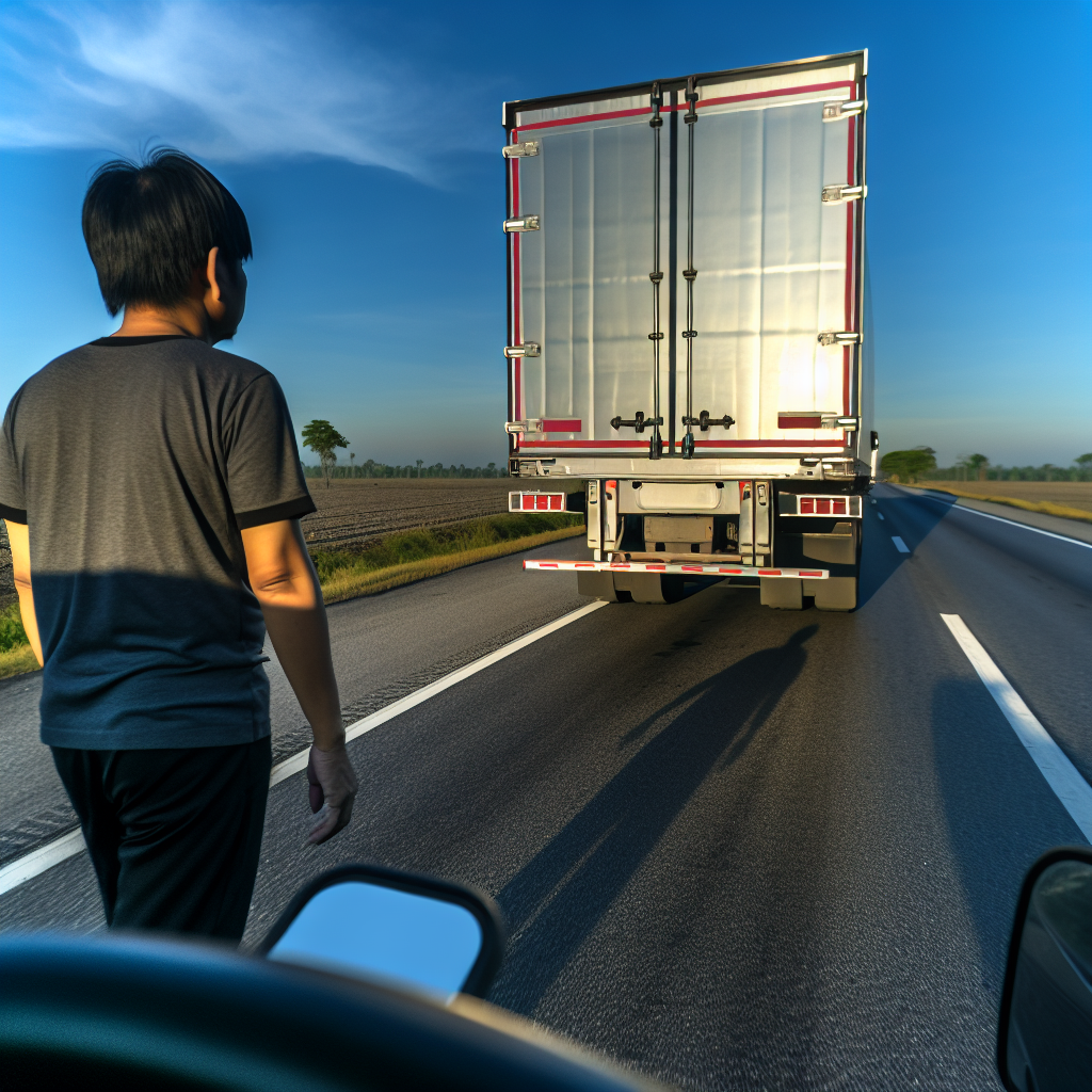 Ein LKW mit gesicherter Ladung auf Autobahn.