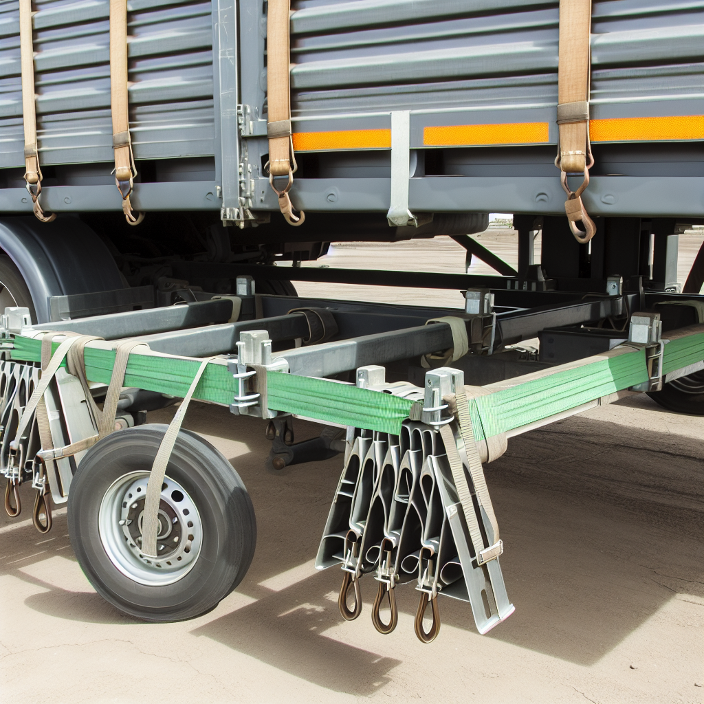 Ein Lkw, sorgfältig gesichert mit Spanngurten.