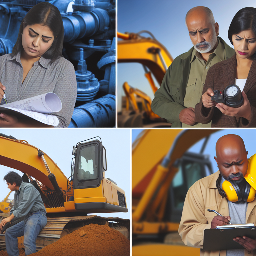 Erdbaumaschinen-Wartung: Experten inspizieren Baumaschinen professionell.
