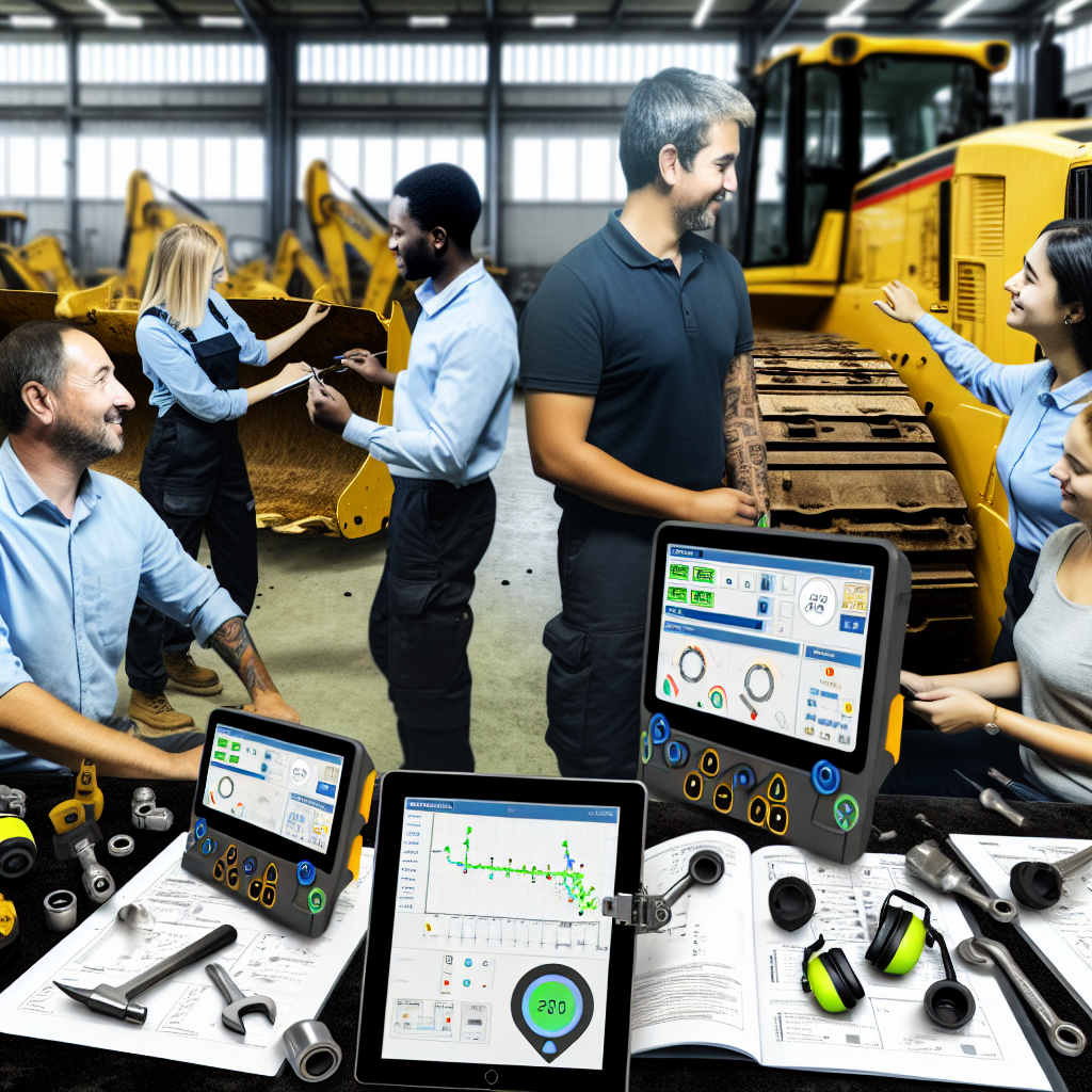 Erdbaumaschinen-Wartungstraining mit modernen digitalen Sensoren.