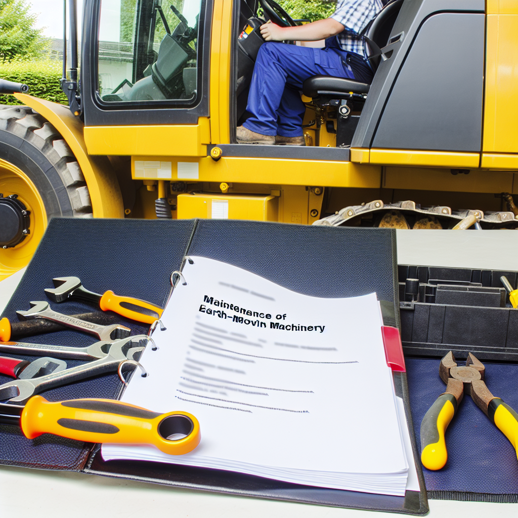 Erdbaumaschinenwartung mit Schulung, Handbuch und Werkzeugen.