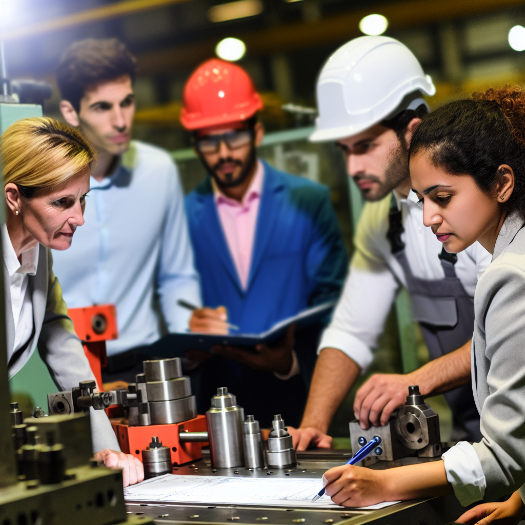 Fachkräfte beim Training mit moderner Industrietechnik.
