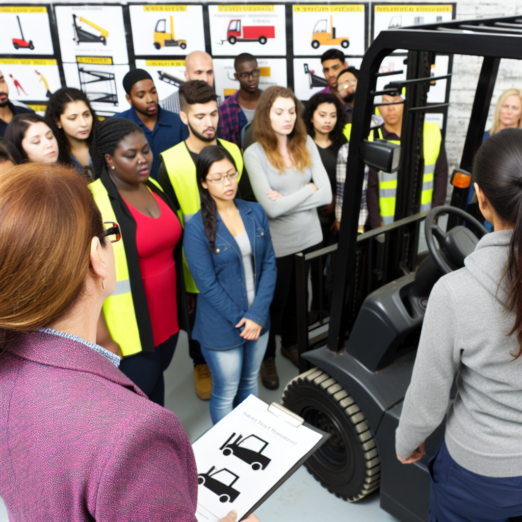 Gabelstaplercheck Schulung: Sicherheitsinspektion im Ausbildungszentrum.