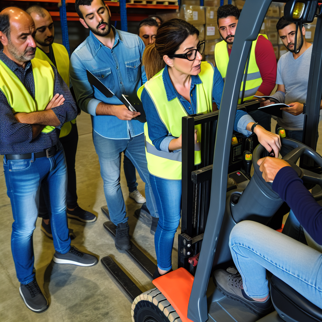 Gabelstaplertraining: Sicherheitsausrüstung, Schulung, Wartung, Präzision, Technik.
