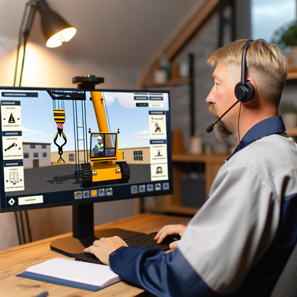 Kranführer beim Online-Training für sichere Bedienung.