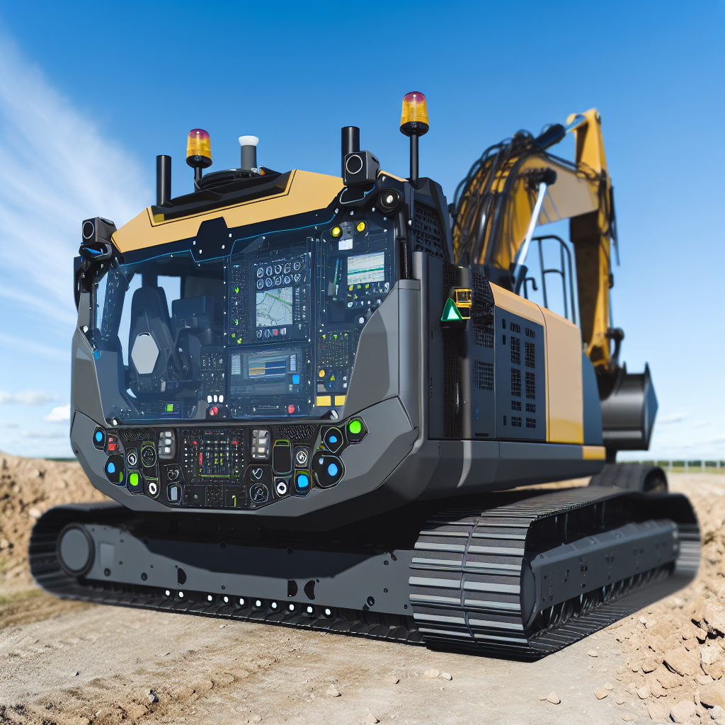Moderne Erdbaumaschine mit fortschrittlichen Sicherheitstechnologien.