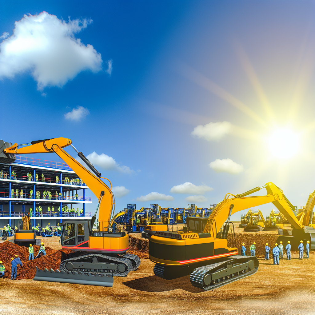 Moderne Erdbaumaschinen und Schulungszentrum in Aktion.
