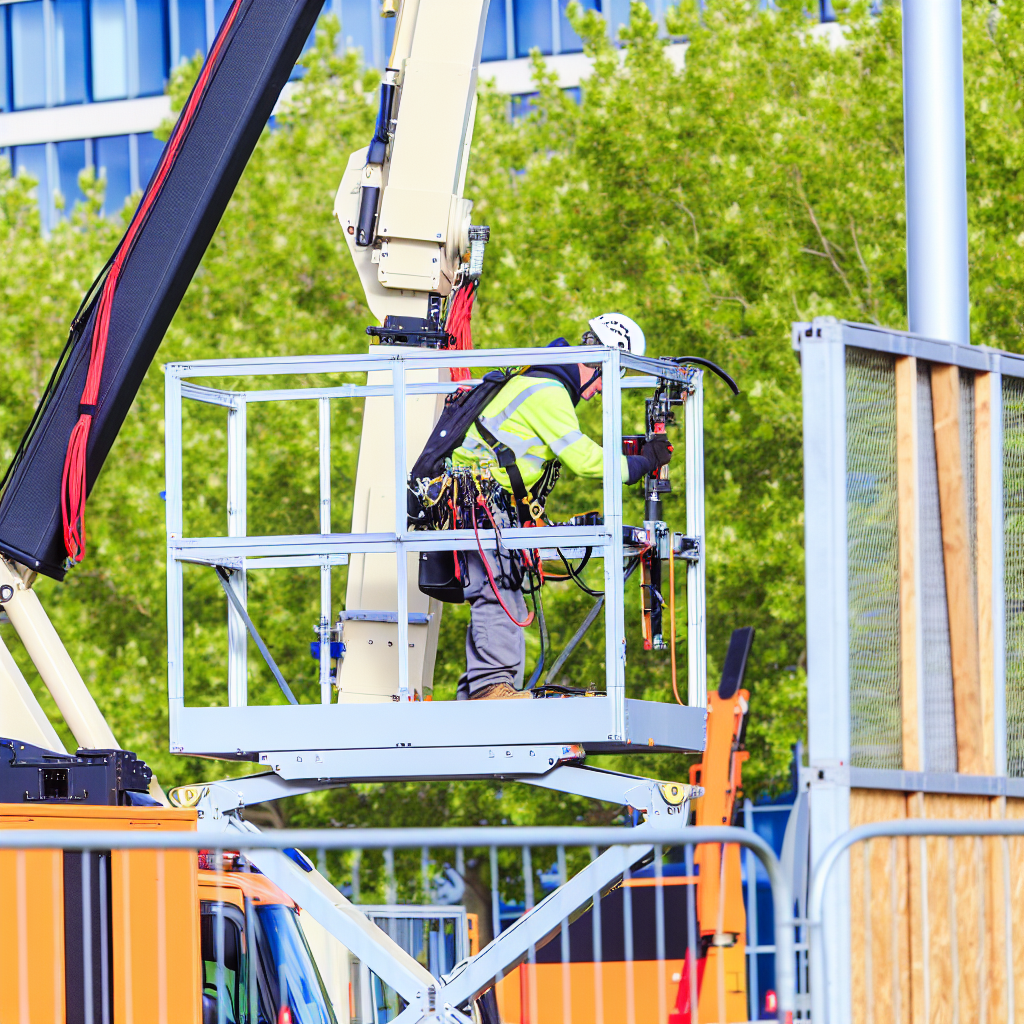 Moderne Hubarbeitsbühne bei sicherer Schulung und Wartung.