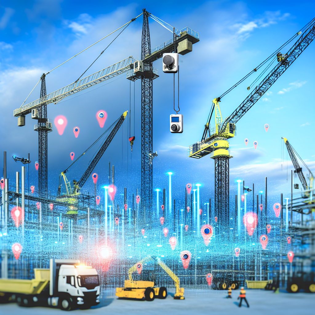 Moderne Kräne mit Sensoren und IoT-Technologie.
