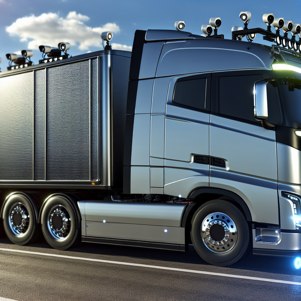 Moderne LKW mit Sensoren und KI-Überwachung.