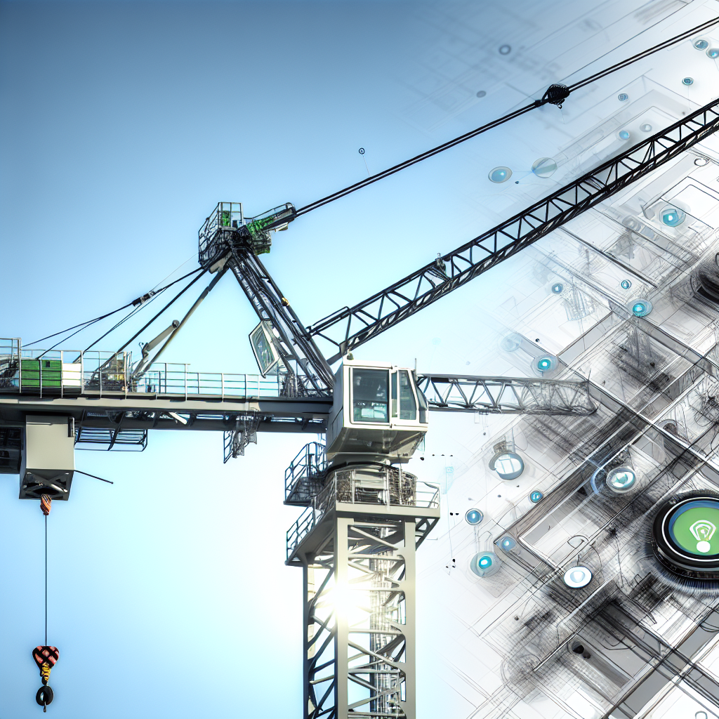 Moderner Kran mit integrierten IoT-Technologien überwacht.