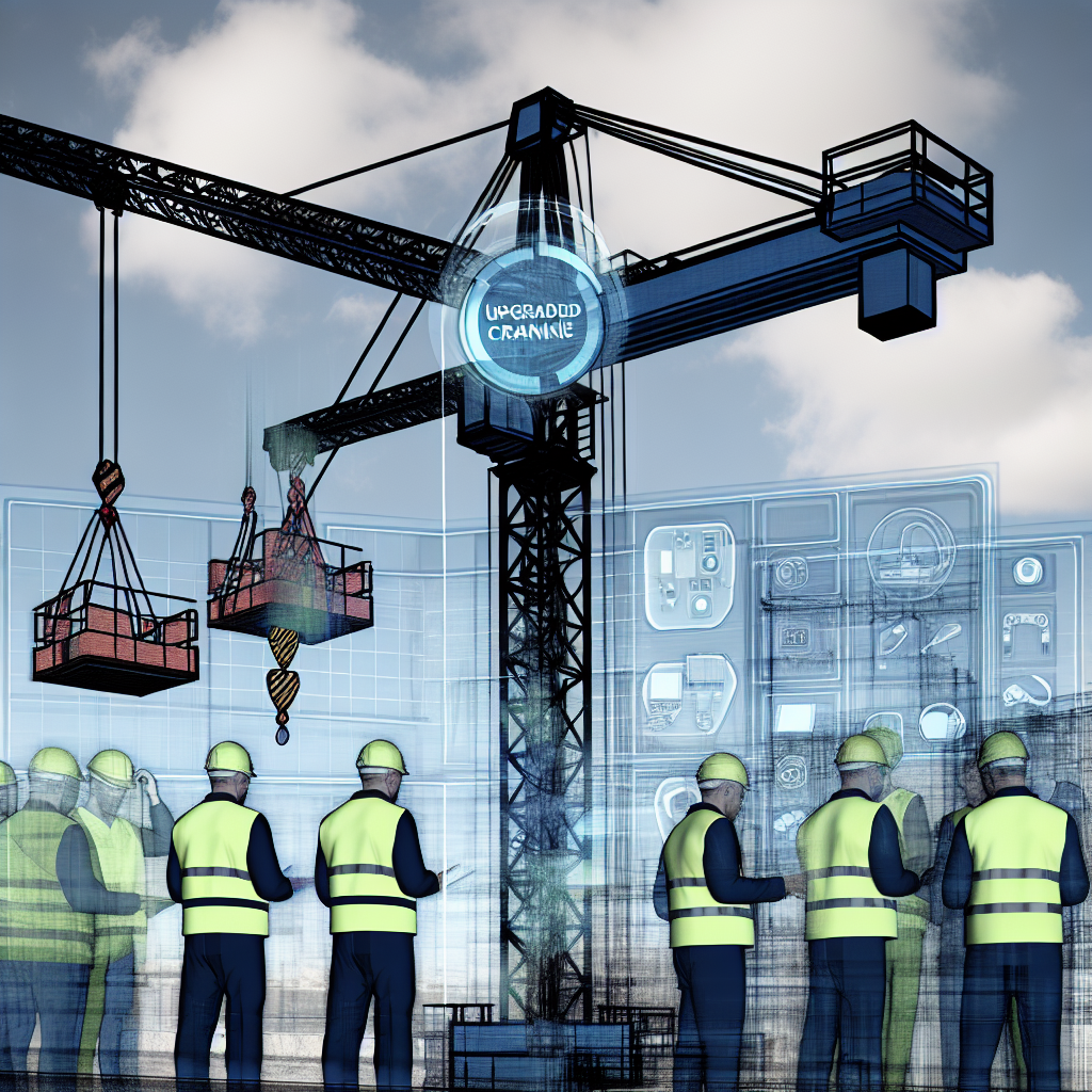 Modernisierte Kräne, Schulung, Sicherheitsausrüstung, digitale Technologieintegration.