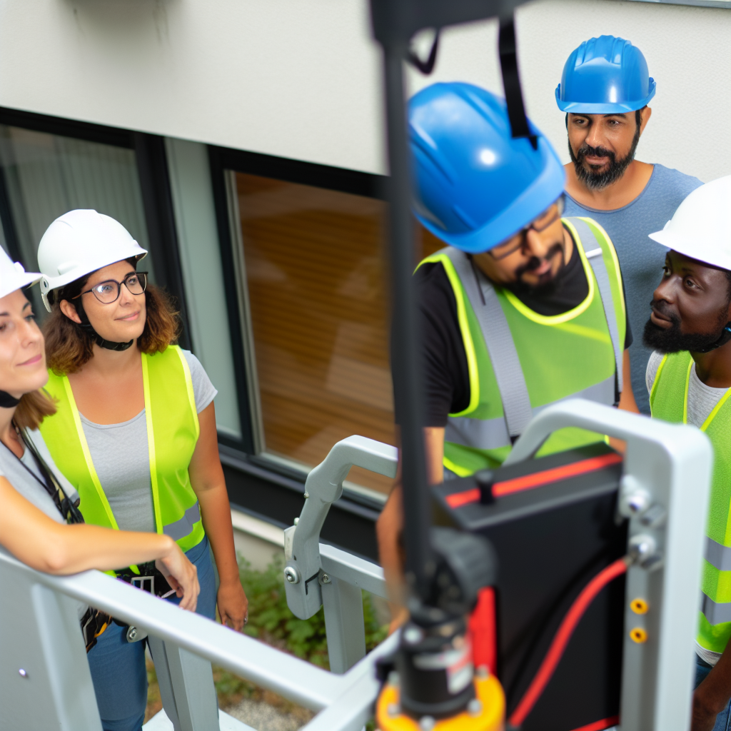 Schulungsgruppe arbeitet sicher mit Hubarbeitsbühnen.