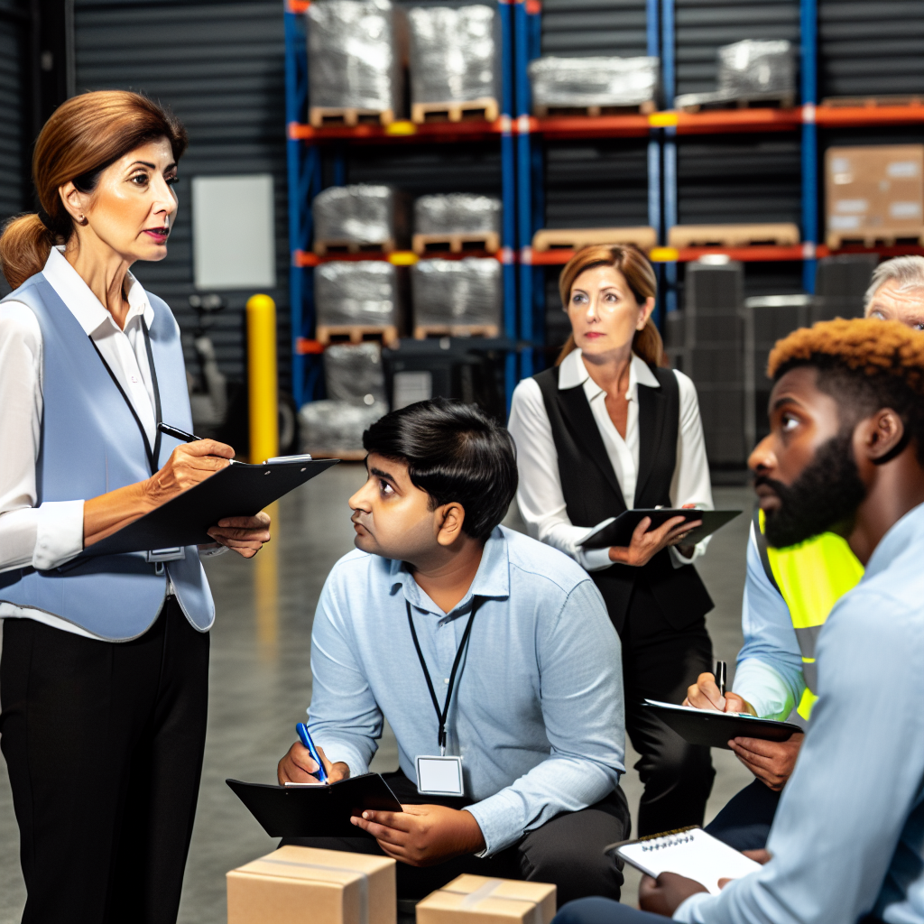 Schulungssession über Ladungssicherung in moderner Logistikumgebung.