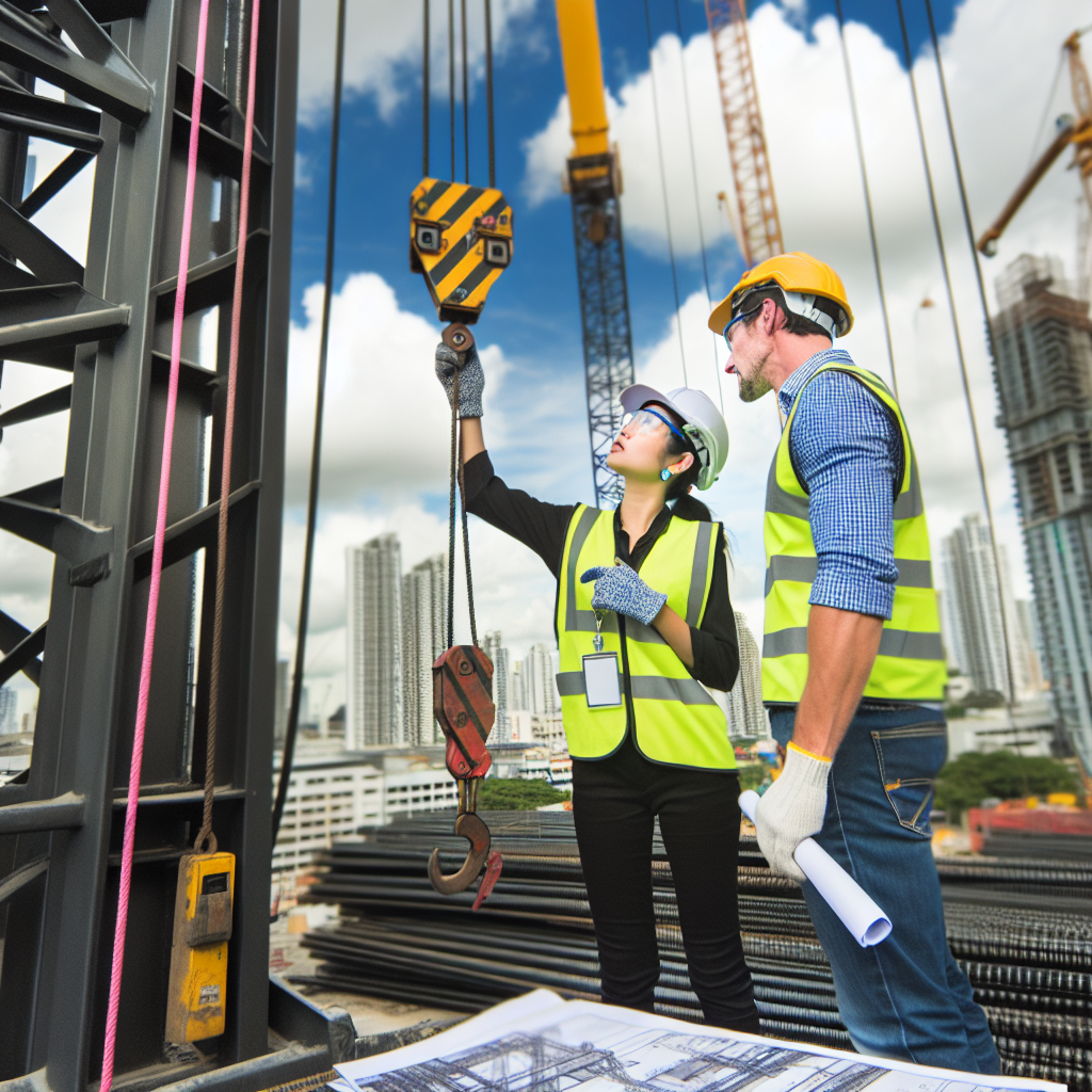 Zertifizierte Kranführer bei Schulung auf Baustelle.