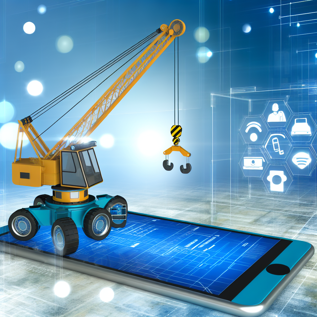 Ein innovativer Kran, überwacht durch mobile Technologie.