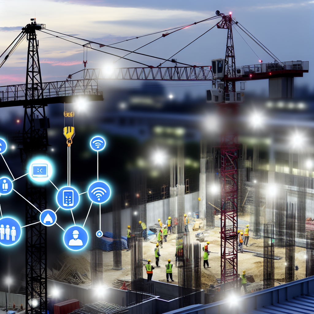 Hightech-Kran mit Vernetzungs- und Sicherheitsfeatures im Einsatz.
