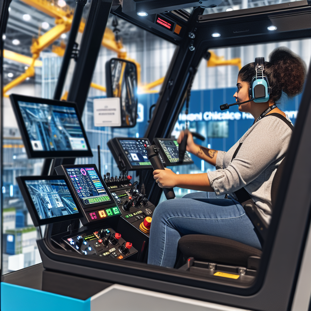 Kranführer-Training in moderner Umgebung mit Technologie.