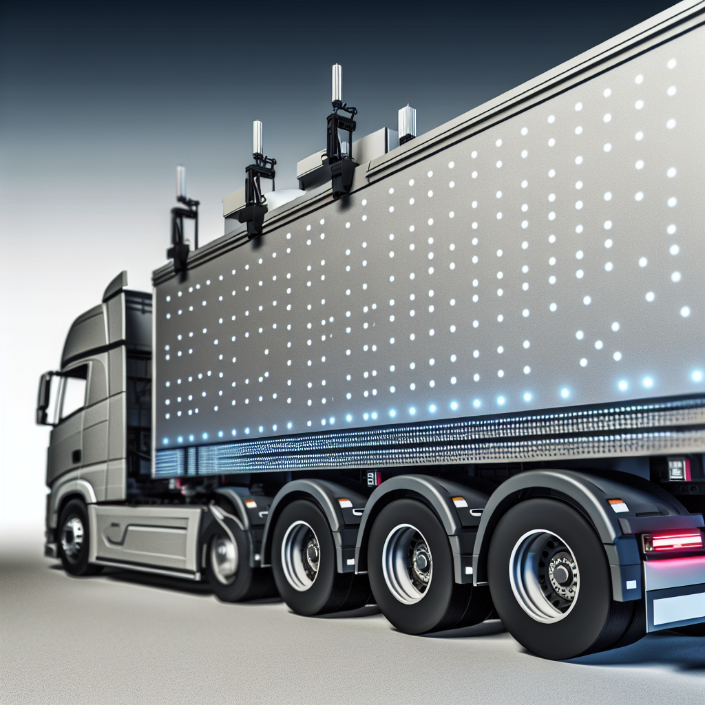 LKW mit modernem Ladungssicherungssystem und Sensoren.