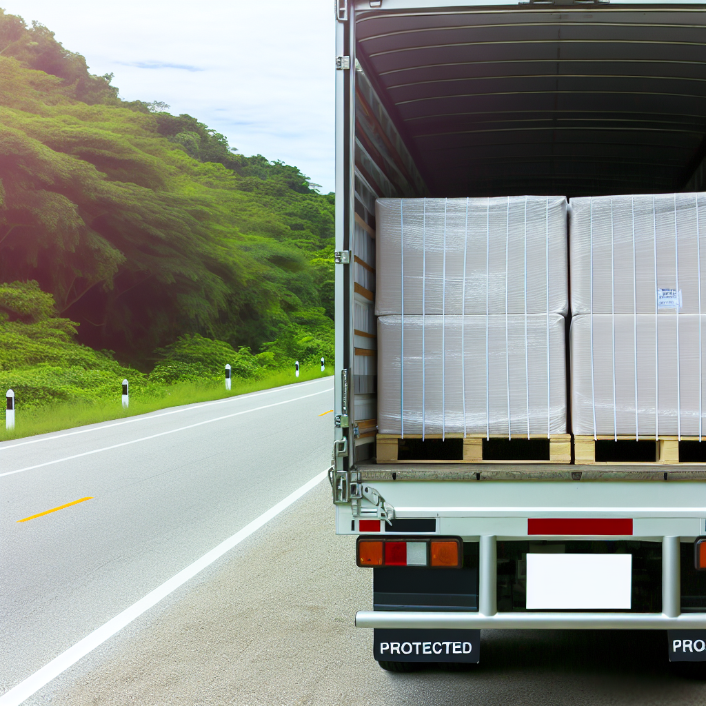 LKW mit sicher befestigter, geschützter Frachtladung.