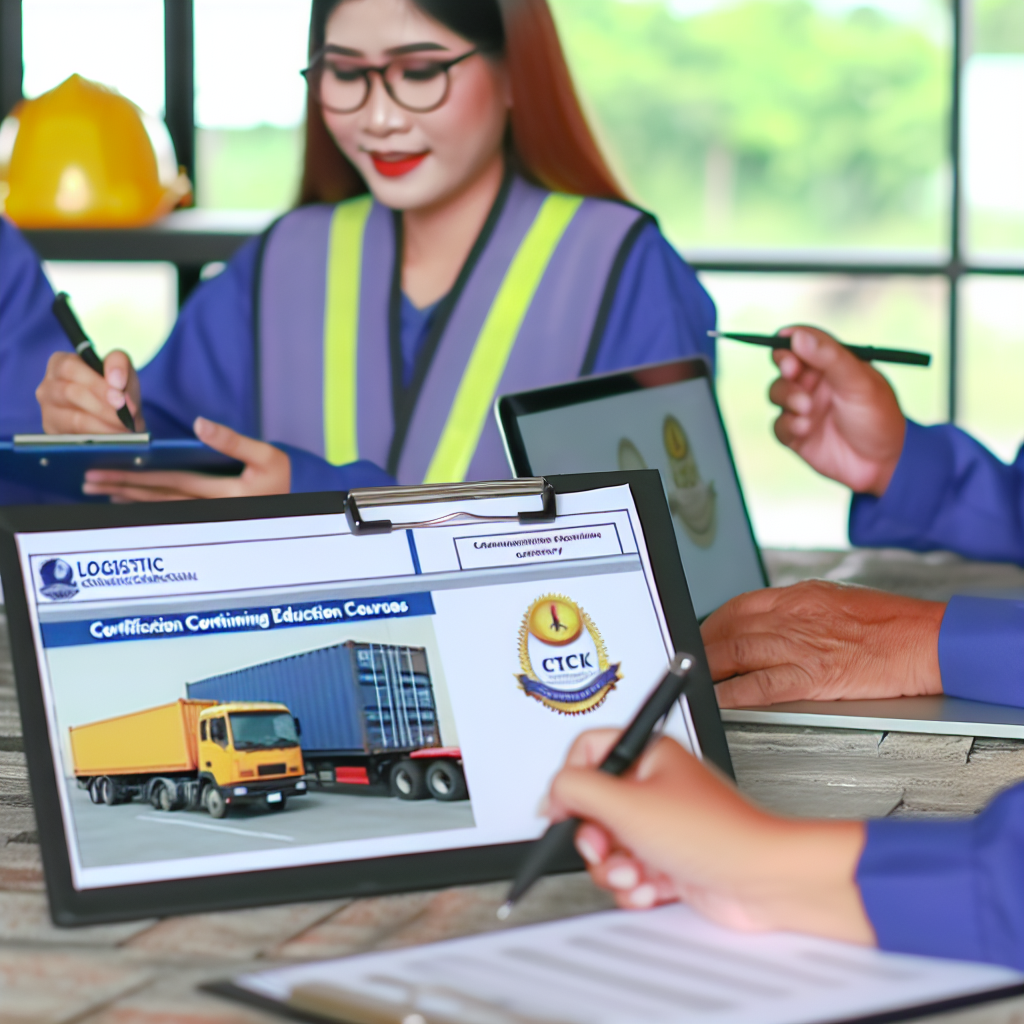 Logistikfachkräfte absolvieren Weiterbildungskurse für Zertifikate.