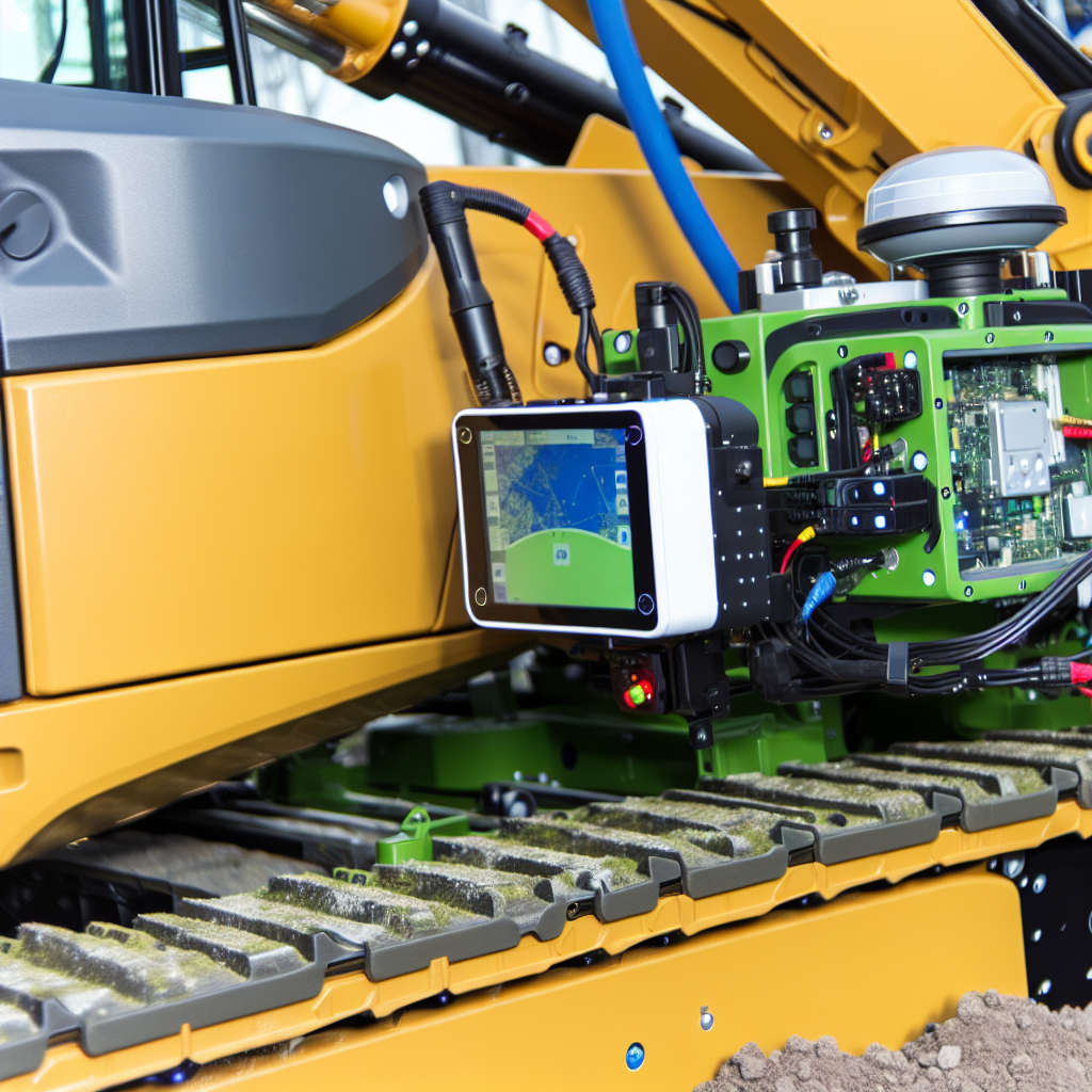 Moderne Erdbaumaschine mit Sensoren und Technik.