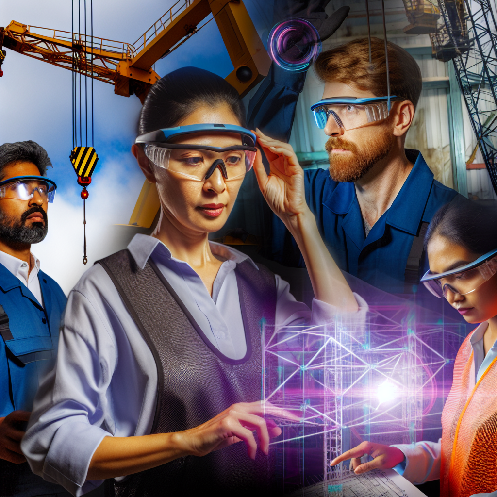 Techniker inspizieren Kranen mit modernster Technologie.