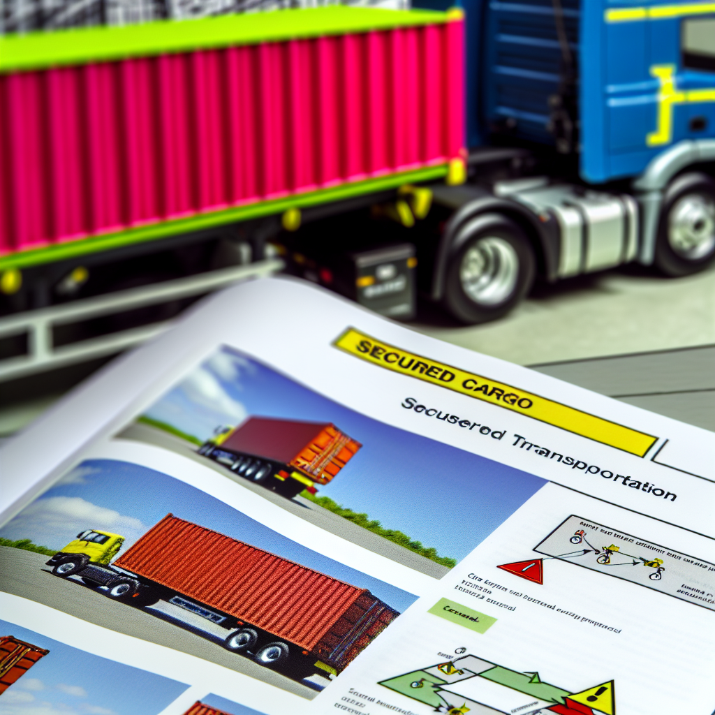 Lkw mit gesicherter Ladung, Schulungsunterlagen nebenbei.