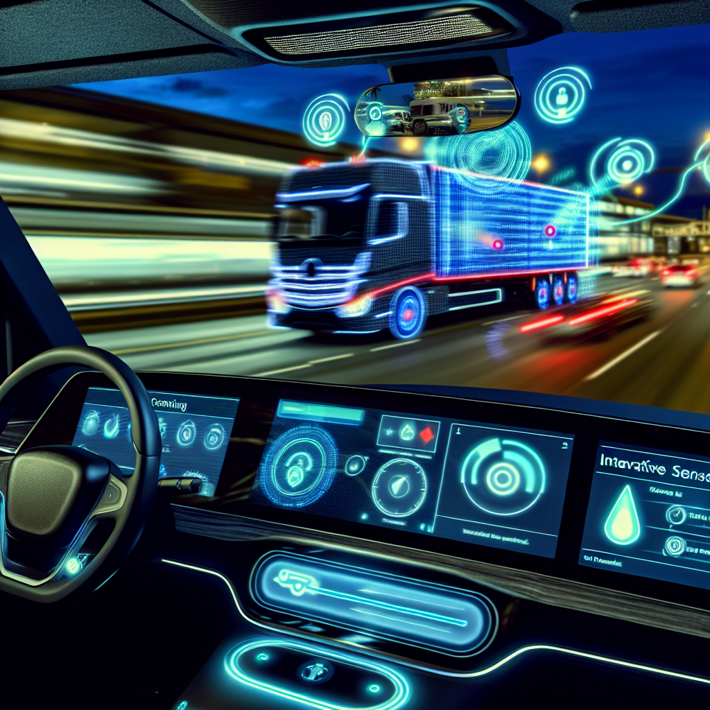 Transportfahrzeug mit moderner Technologie und Echtzeitsensoren.