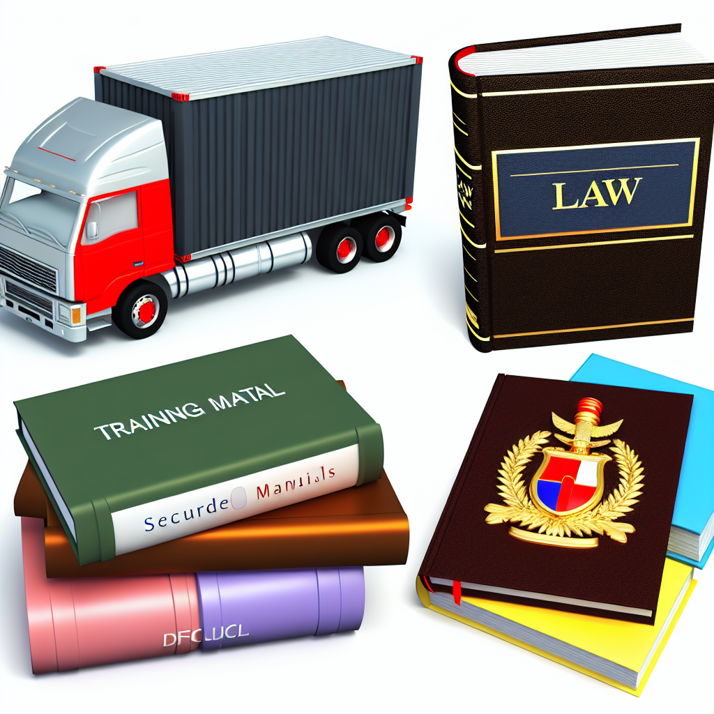 Lkw mit gesicherter Ladung, Schulungsunterlagen, Gesetzbuch.