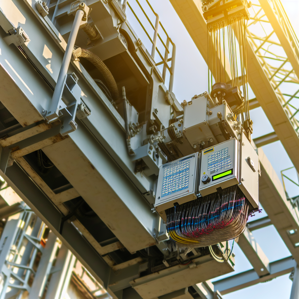 Moderner Kran mit digitalen Steuerungssystemen im Einsatz.