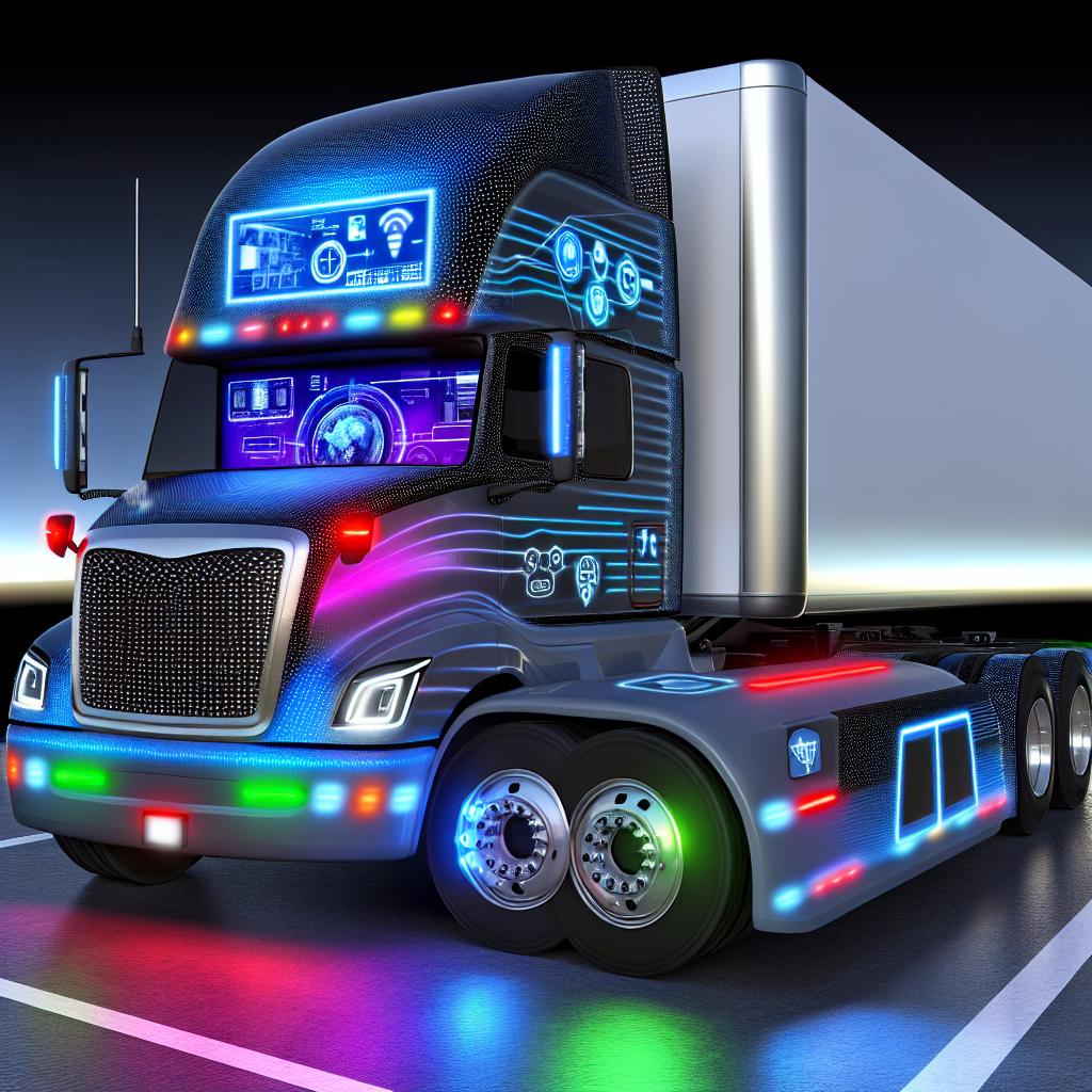 Transport-Truck mit Sensoren, VR, und AR-Technologien.