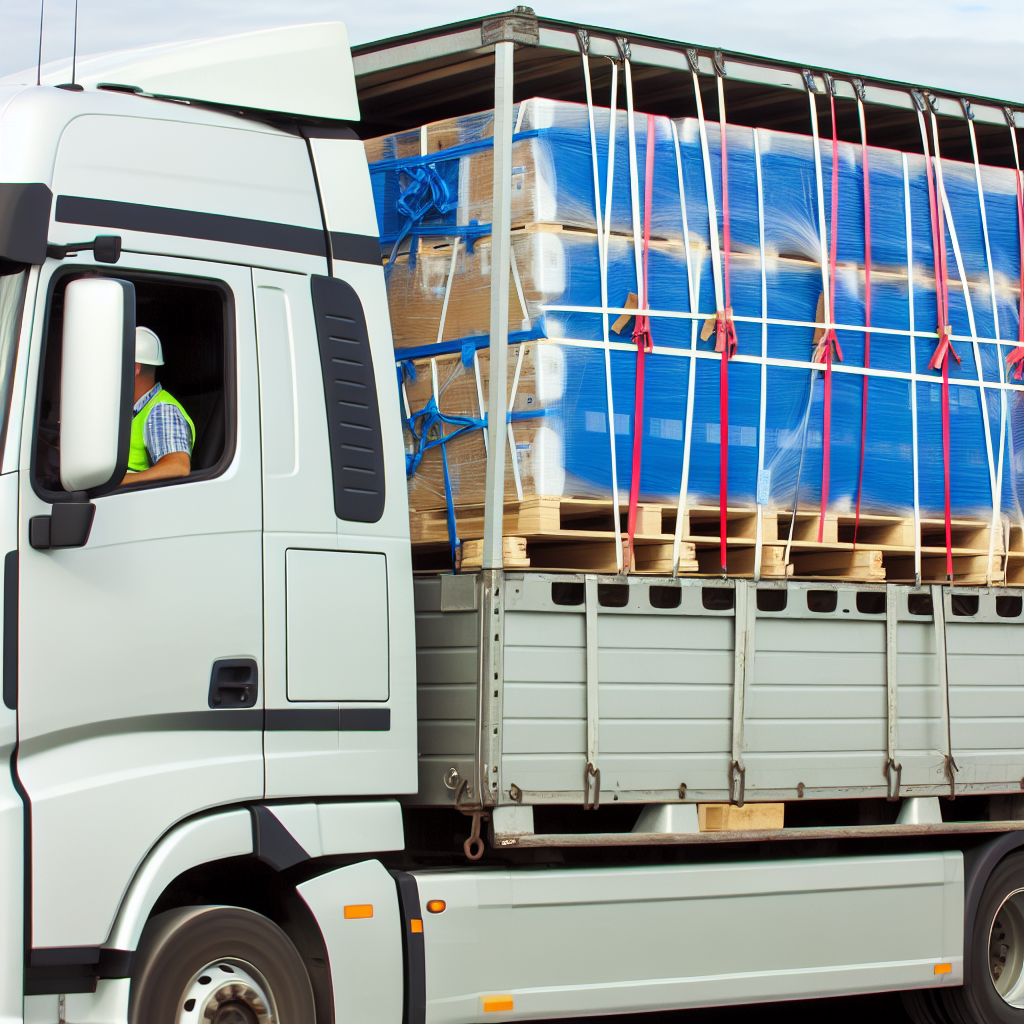 Ein LKW mit professionell gesicherter Ladung.