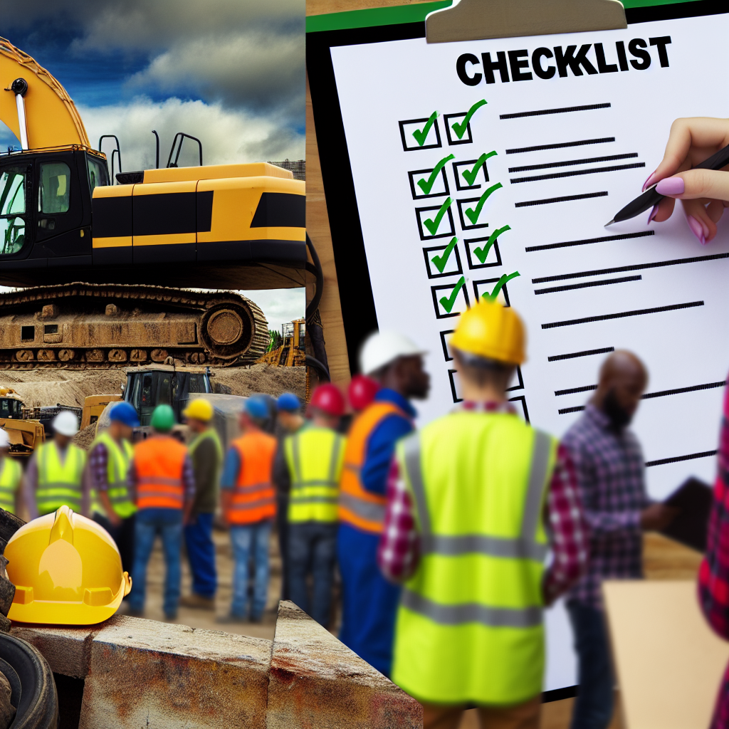 Erdbaumaschinen, Checklisten, Schulungsszenen, Arbeiten vor Maschinen.