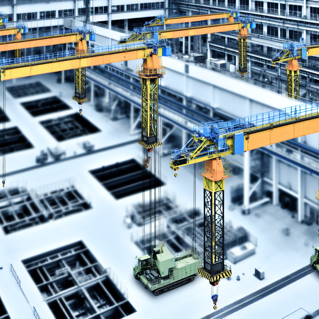 Fortschrittliche Krane in moderner Industrieumgebung arbeiten.