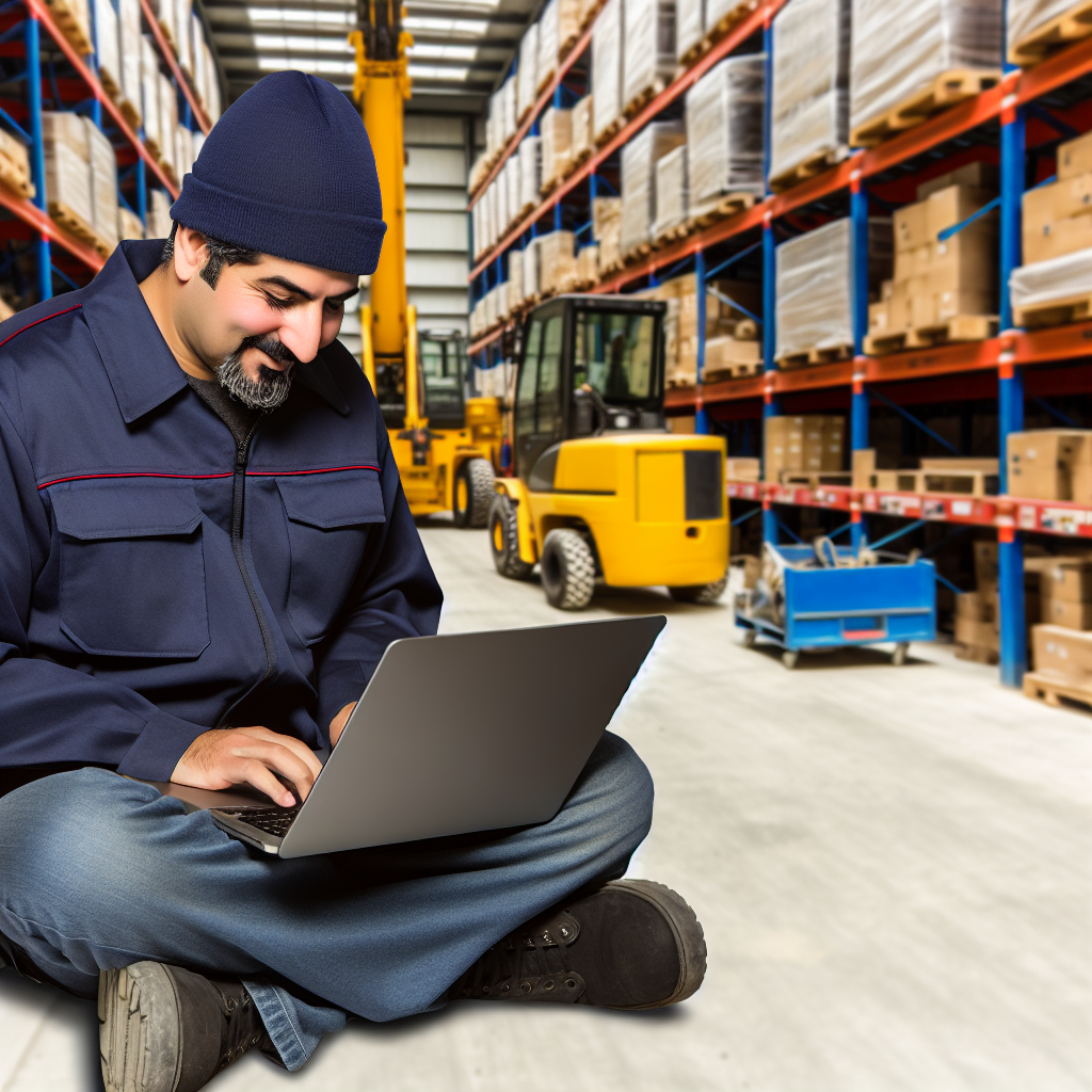 Kranführer lernt online und in Werkhalle.