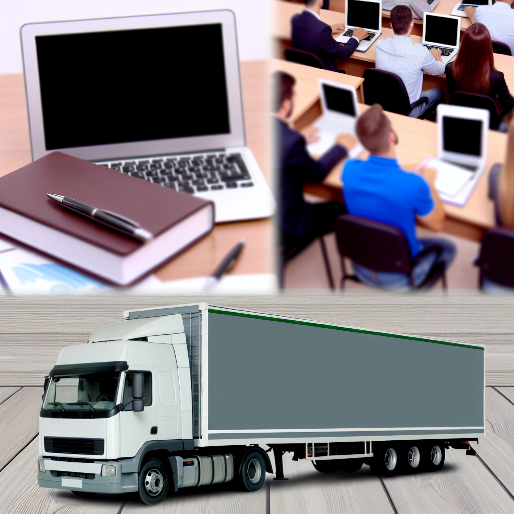 Laptops, Dozenten, Lastwagen und Ladungssicherung in Aktion.