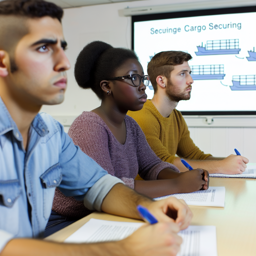 Lernende in Schulungsraum, fokussiert auf Ladungssicherung.