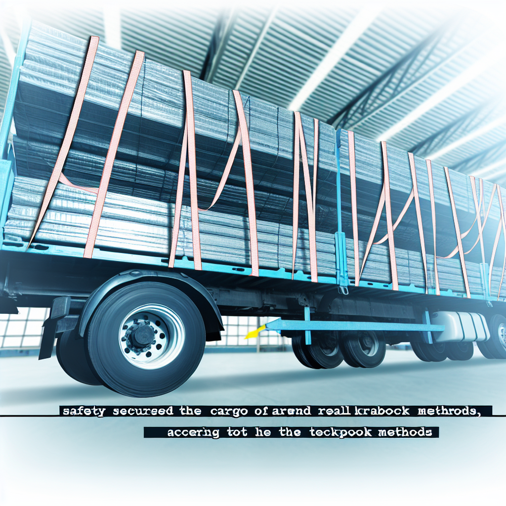 LKW-Ladefläche mit korrekt gesicherter Ladung, Lehrbuch.