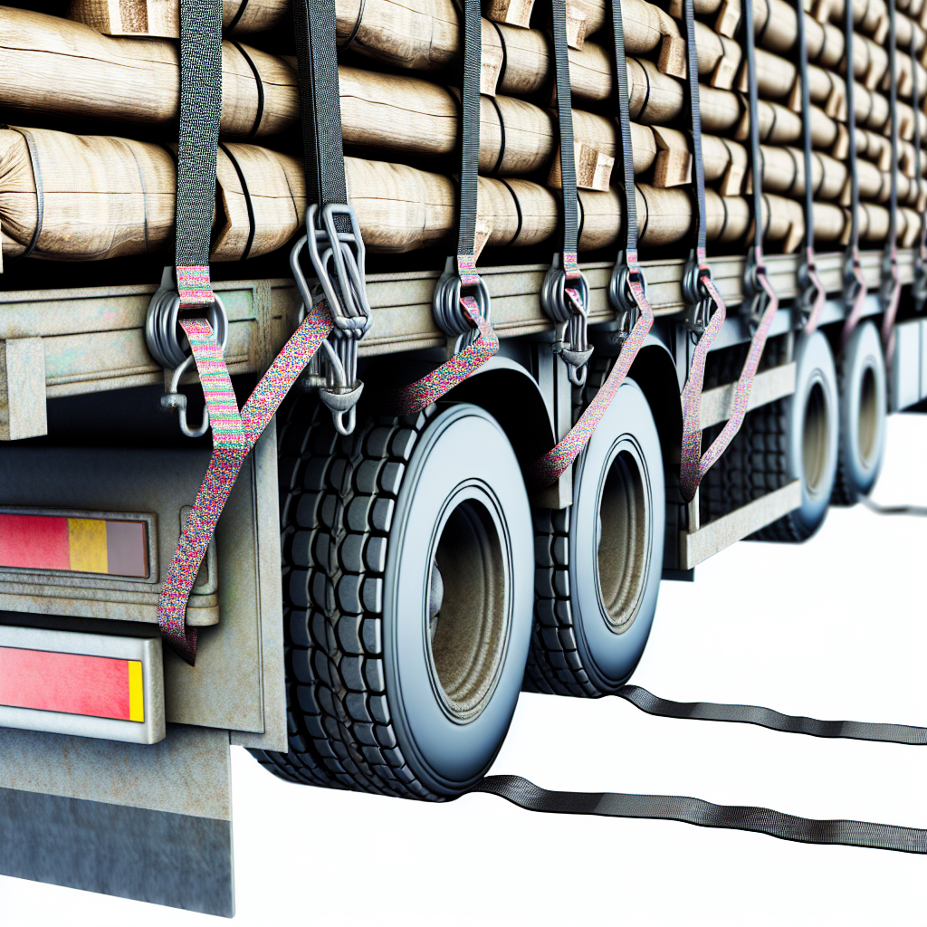 Lkw-Ladung, gesichert mit modernen Zurrmitteln.