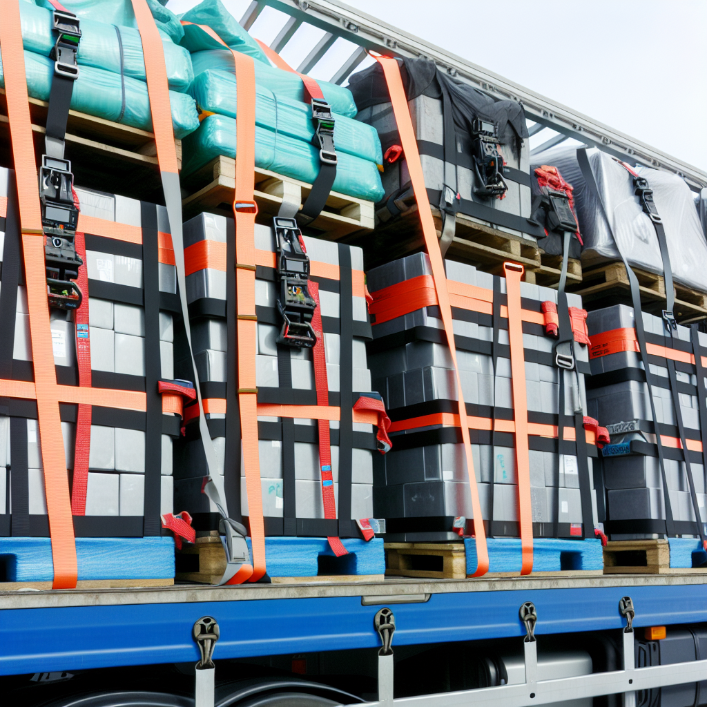 Lkw-Ladung mit moderner Sicherheitsausrüstung gesichert.